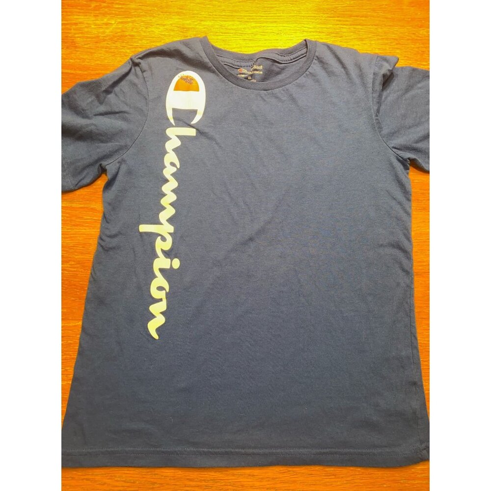 Champion Navy Blue Short Sleeve T-Shirt Boys XL Cotton Casual Wear